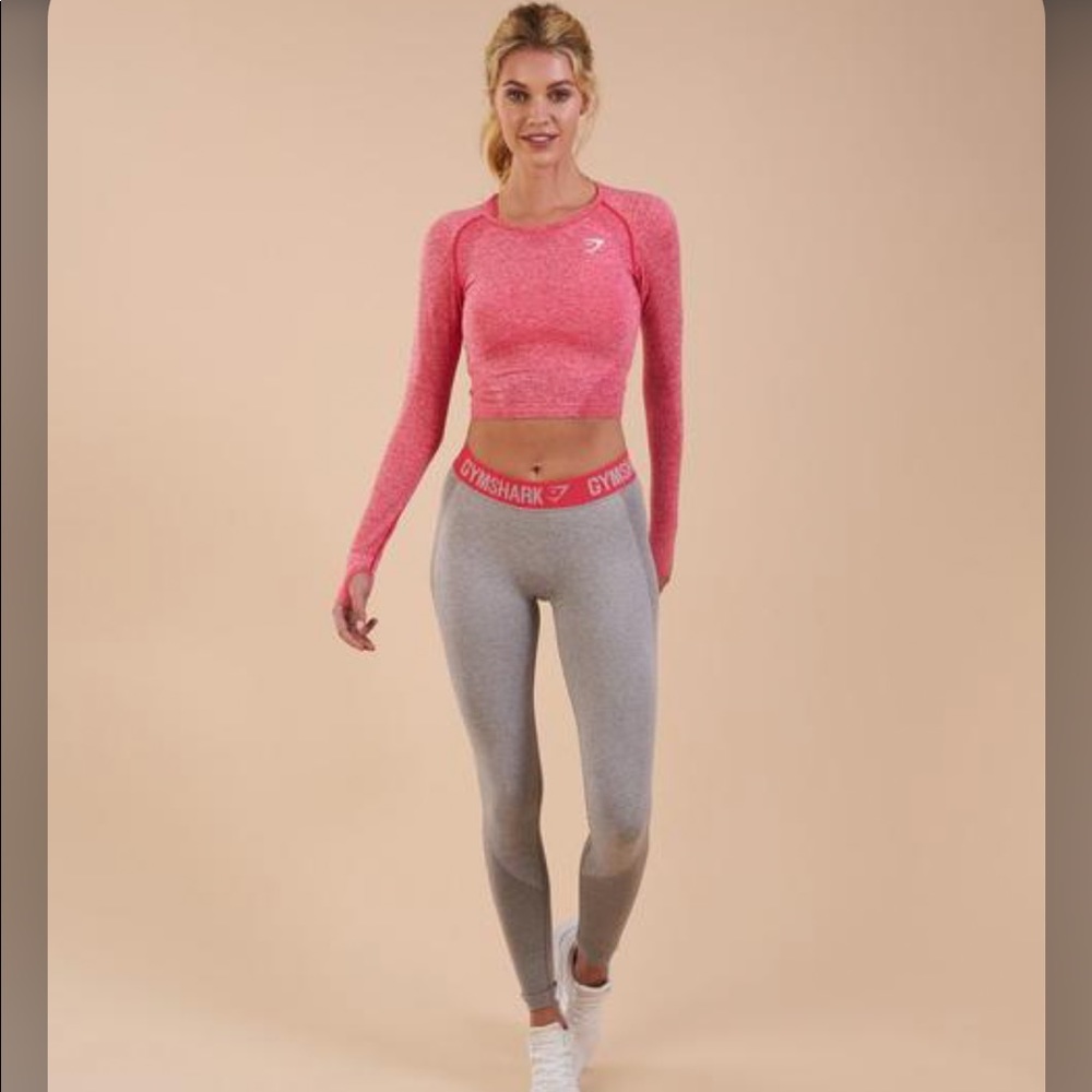 Gymshark Flex Leggings- Grey with pink band